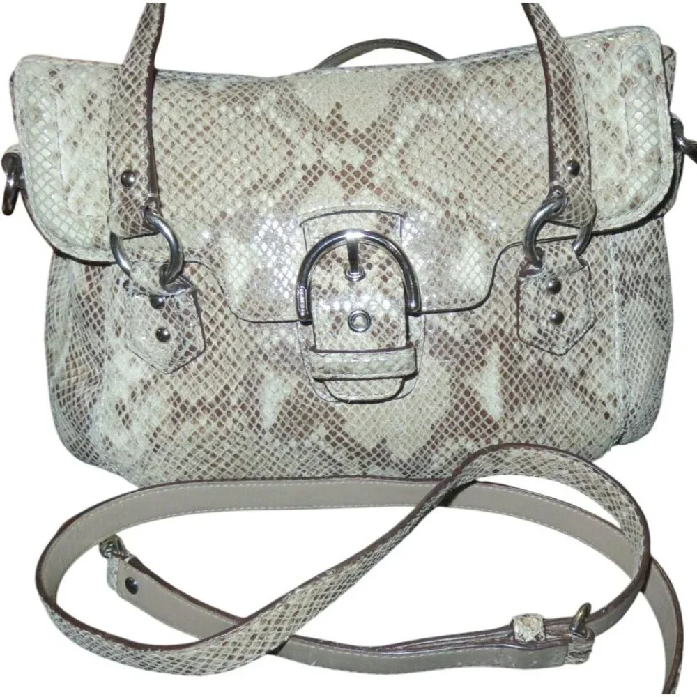 Coach 2013 Campbell Exotic Snakeskin Embossed Leather Flap Satchel Handbag 27895